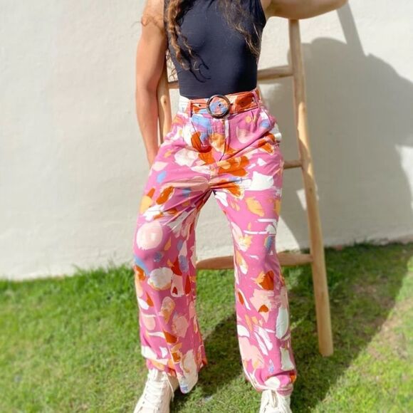 NATIVE YOUTH Multicolor High Waisted Cropped Pants Size XS NWT - Picture 1 of 8